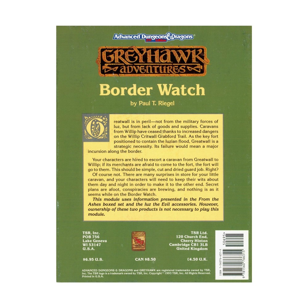 TSR Greyhawk Border Watch VG+
