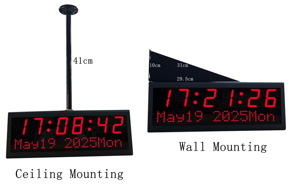 2.3" 6 Digit NTP PoE Clock with Date , Network Synchronized, Automatic DST Reset