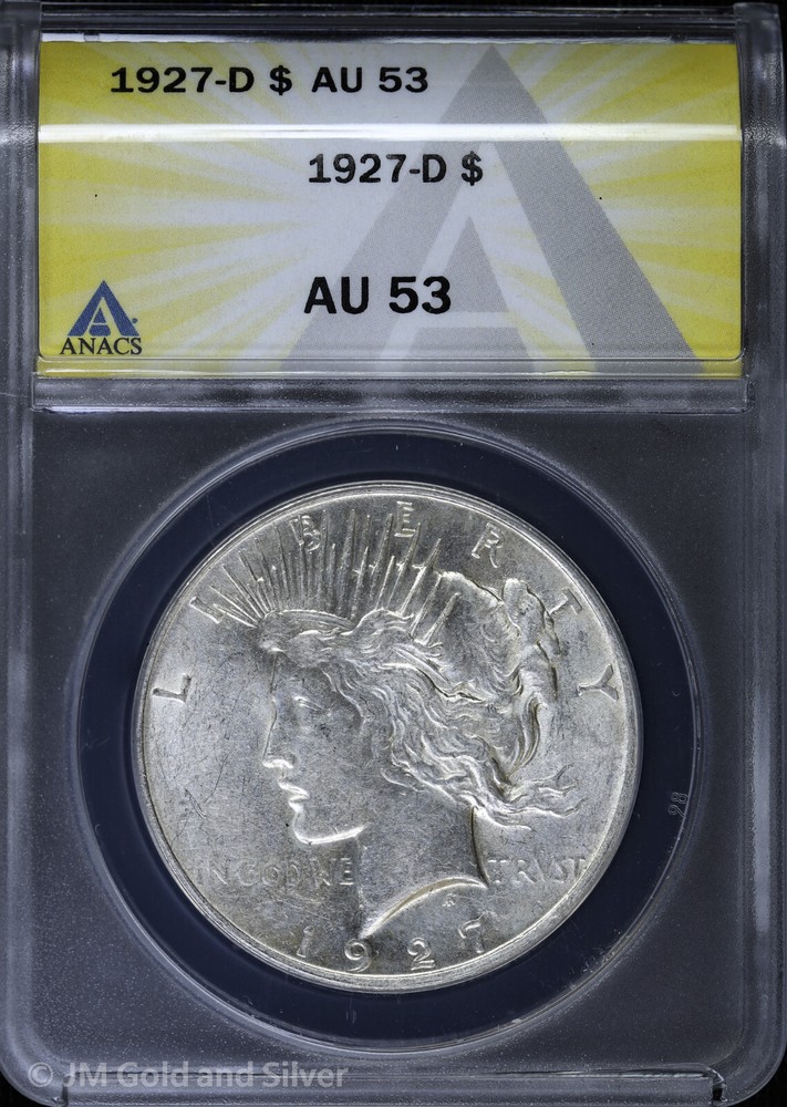 1927-D Peace Silver Dollar ANACS AU 53