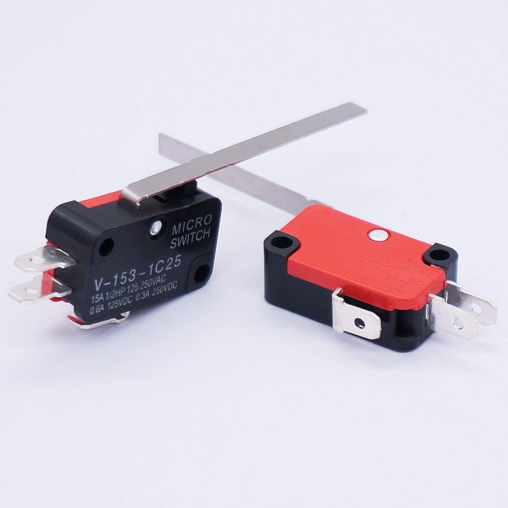 6Pcs Micro Limit Switch Long Straight Hinge Lever Arm SPDT Snap Action Switch