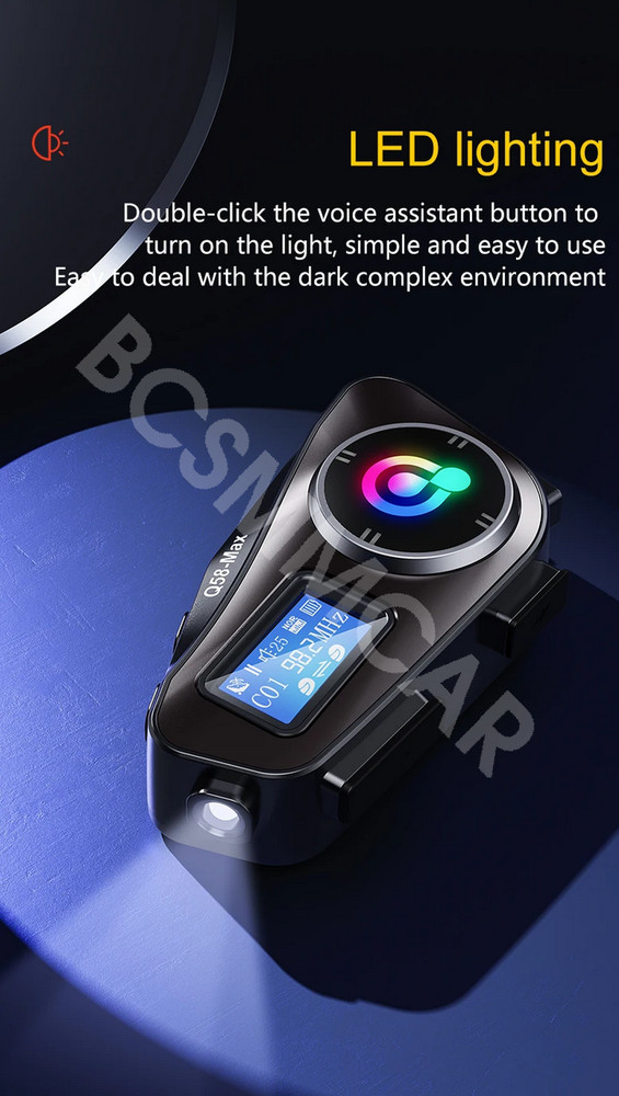 Motorcycle Helmet Intercom Bluetooth Headset Riders Interphone LCD Display
