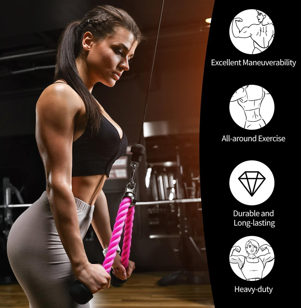 Tricep Rope, 27 Inches Cable Machine Attachment, Pull down Attachments with Cara
