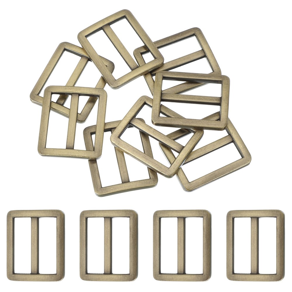 8pcs 1" Adjustable Flat Metal Slide Strap Buckle Bronze