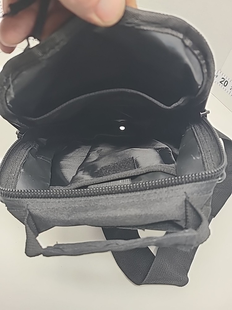 Crossbody Tactical Bag Small Black Adjustable Strap Multi Pocketed Nylon