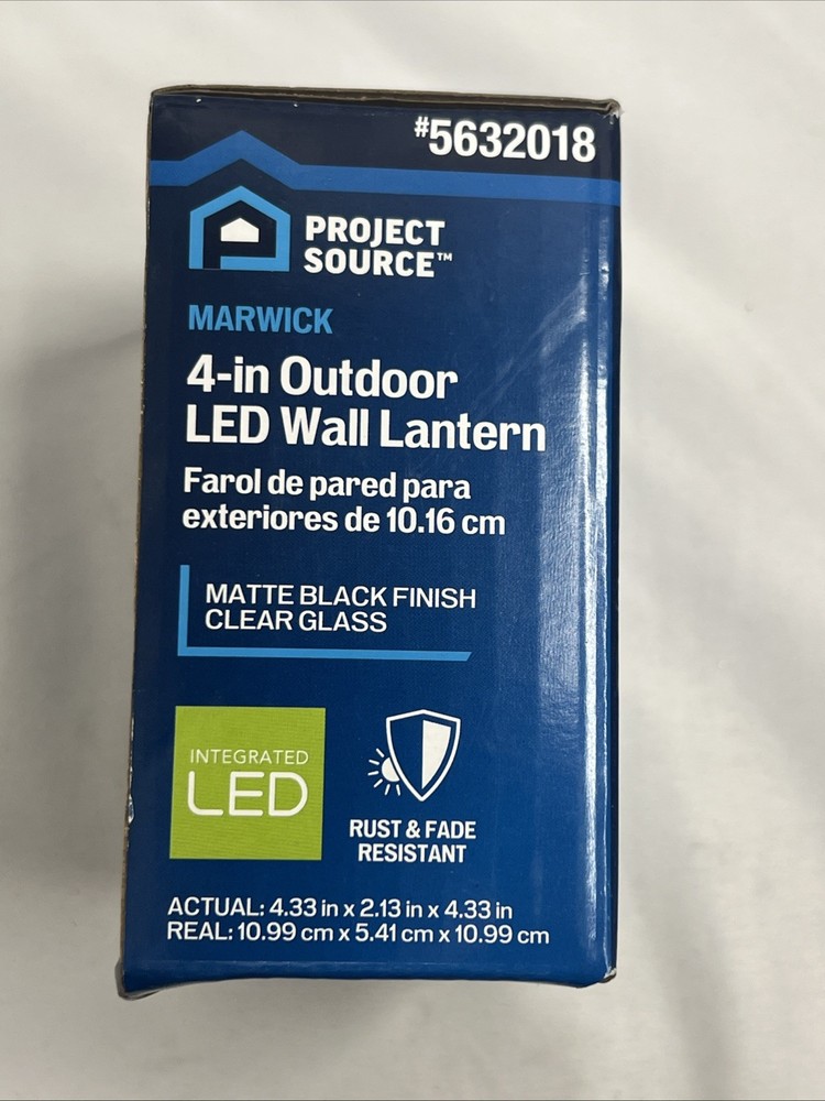 Project Source Marwick 4.33" Matte Black Hardwired LED Outdoor Wall Light