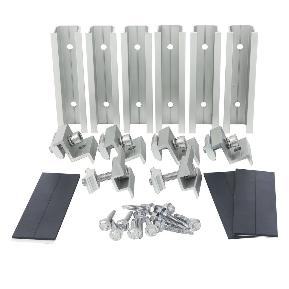 Solar Panel Roof Mounting Kit: Complete 2-Panel Rack System, Side-by-Side Mount