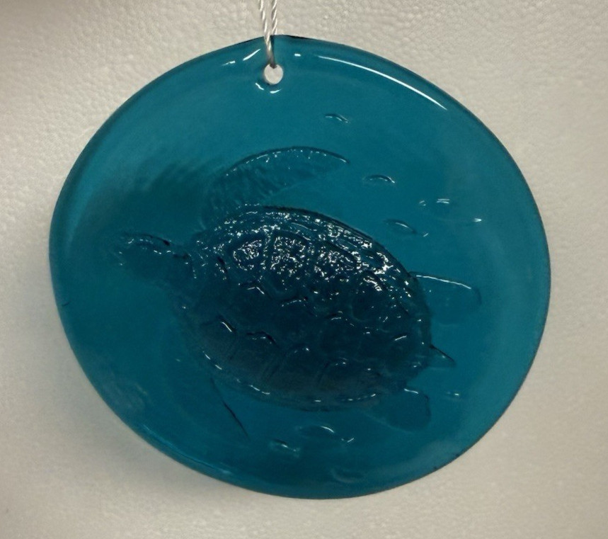 Blenko Glass Suncatcher - Sea Turtle - Cerulean