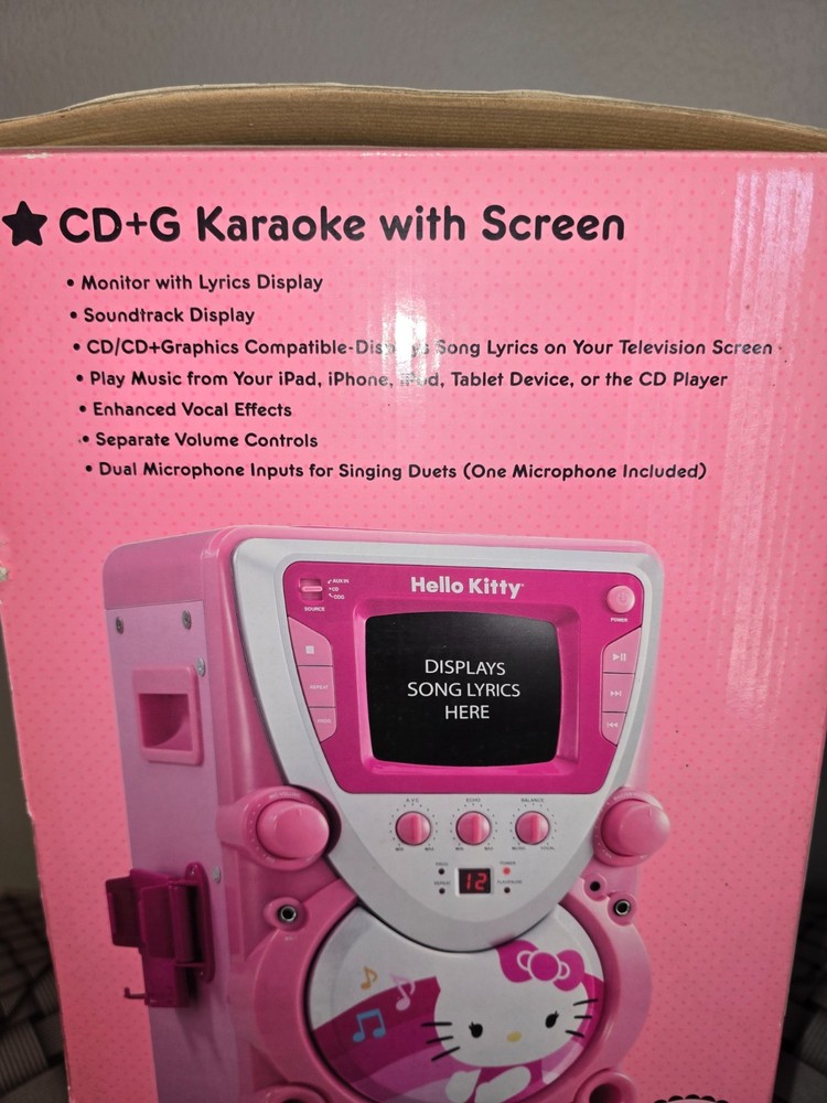 Hello Kitty # 68109 CD Karaoke System with Screen, Pink/White, NEW