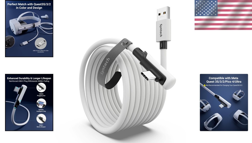 16FT Link Cable for Oculus/Quest 3 & PCVR - High-Speed USB 3.0 Data Transfer