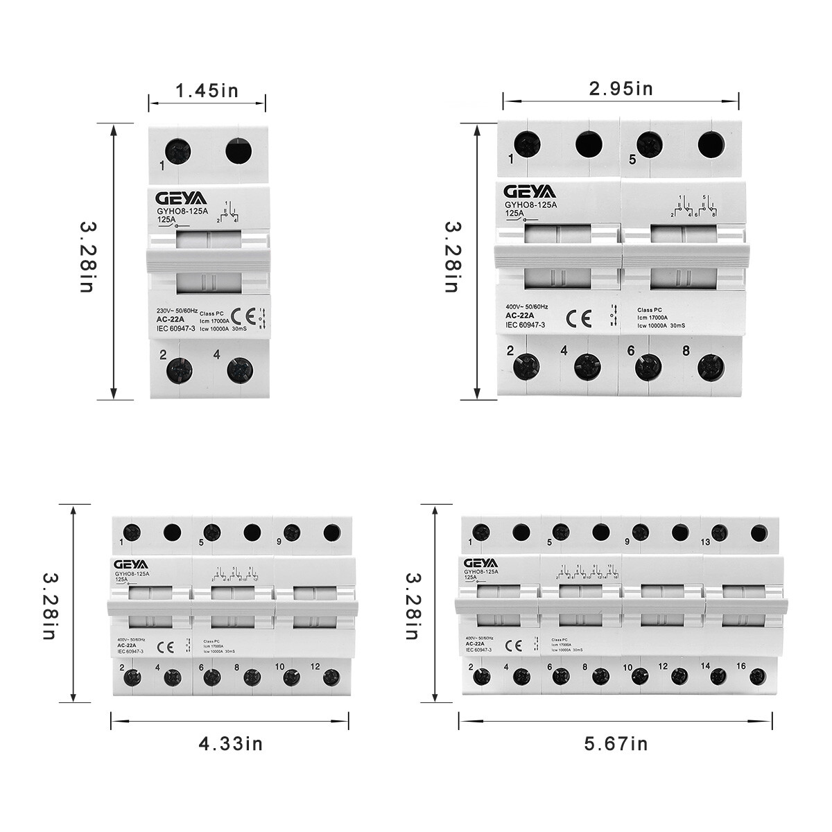 GEYA Manual Changeover Transfer Switch 2P 100A Dual Power 400V Grid & Generator