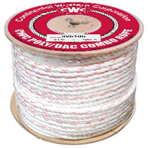 3-Strand Poly Dacron Rope, White with Blue/Orange Tracers