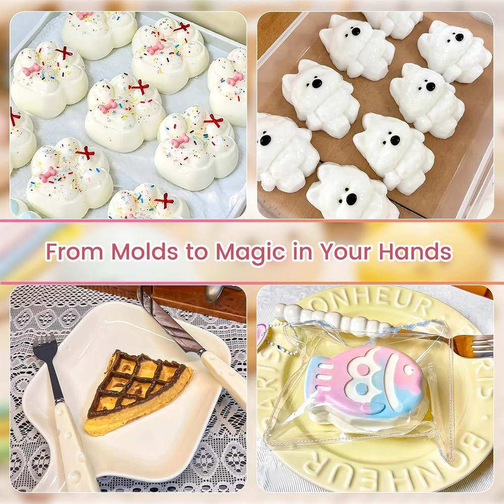 12 Pcs Taba Squishy Kit,Liquid Silicone for Squishy Maker with Guided,Waffles &