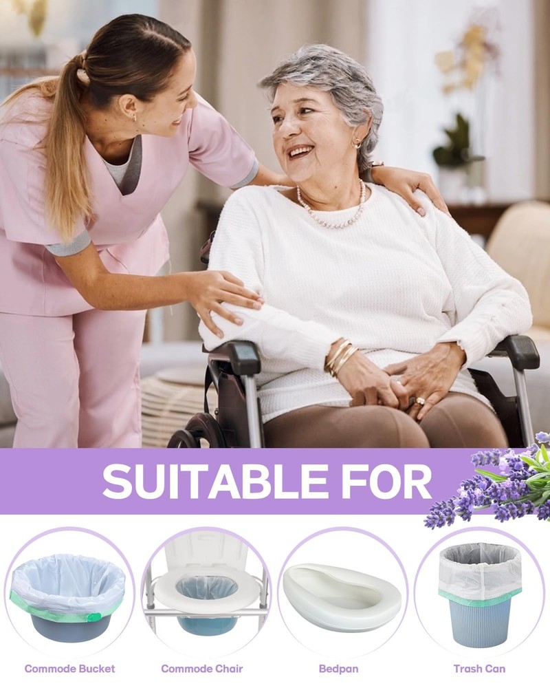 Commode Liners for Bedside Commode, 120 Count Universal Fit, Disposable Toile...