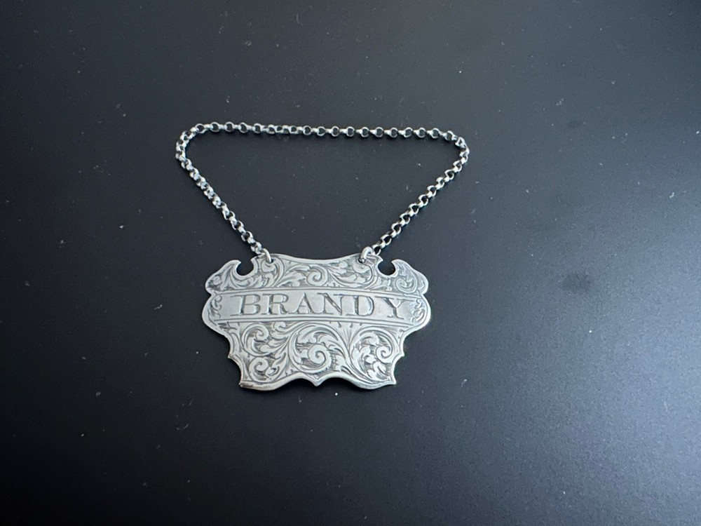 Victorian Solid Silver Brandy Decanter Label Wine Label George Unite 1853