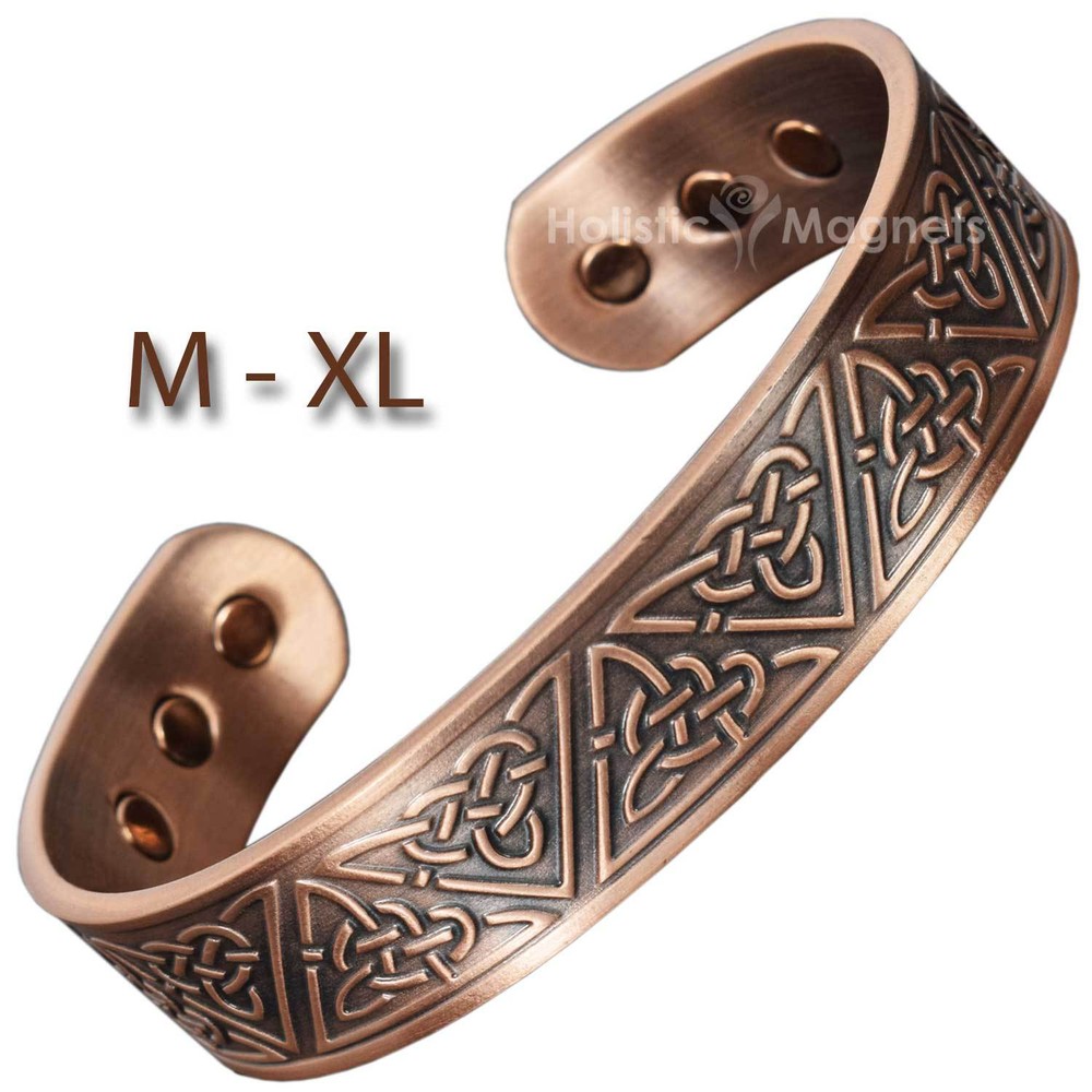 Chunky Copper Bracelet Sizes M-XL Celtic Bangle Arthritis Joint Therapy  (TKC)