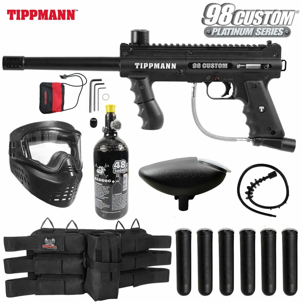 Maddog Tippmann 98 Custom BASIC Titanium HPA Paintball Gun Starter Package