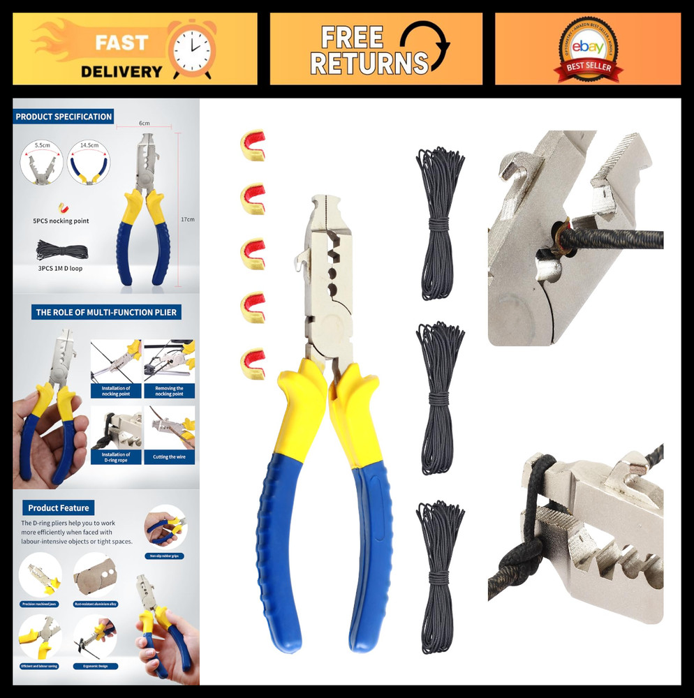 Bow String Nock Point Pliers Kit - D Loop Tool with Strings & Archery Nocks