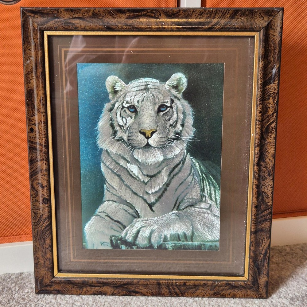 Framed White Tiger Foil Artwork