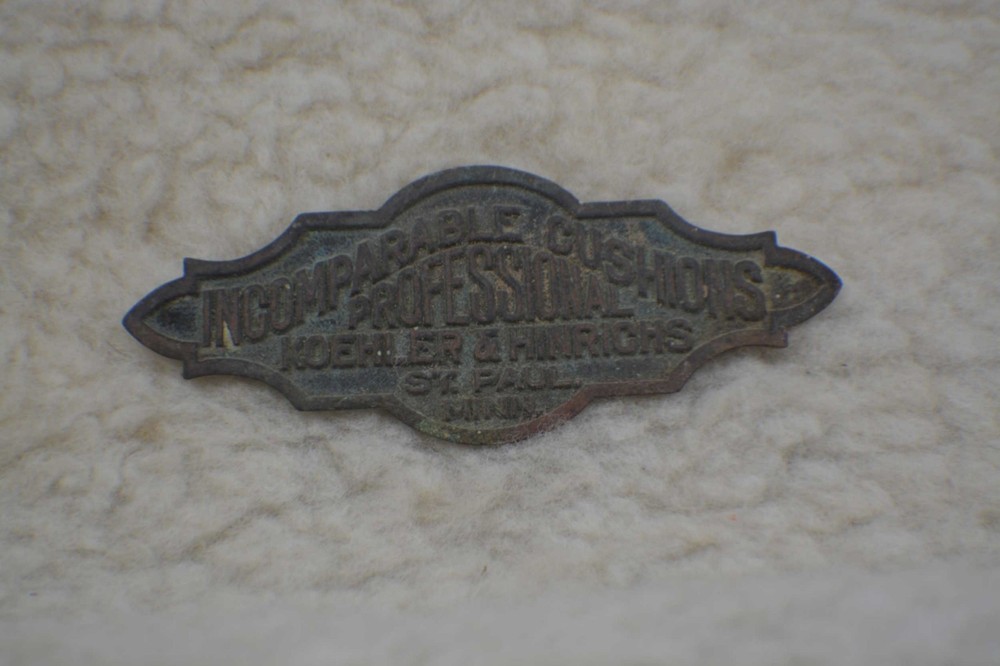 Pool/Brunswick/Billiard/Table Koehler Hindrichs Name Plate
