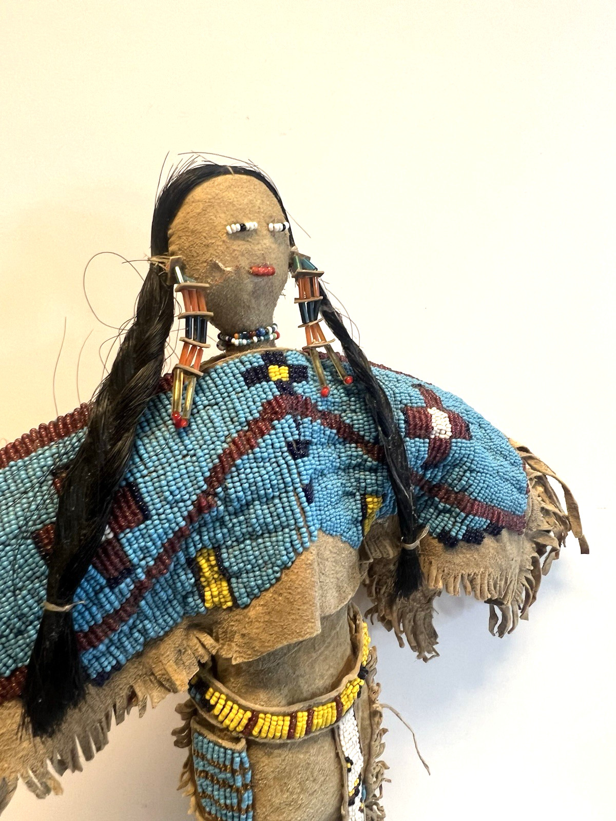 Antique Native American Lakota (Sioux) Indian Beaded Doll; 18 Inches; Late 1800s