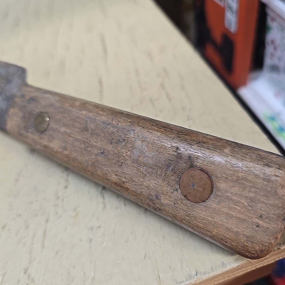 Vintage 18 Inch Hand Tool Hooked Blade Wood Handle Rustic Utility Tool