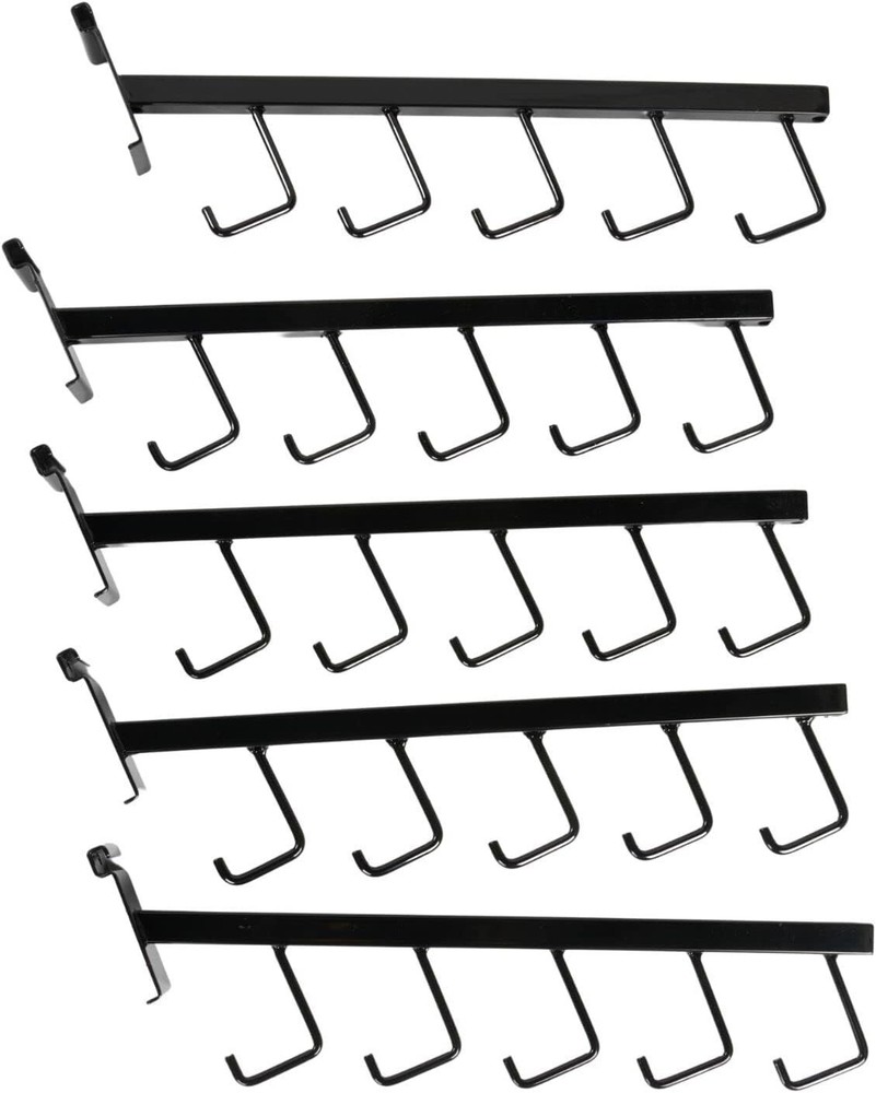 5 Wire Grid Black J-Hooks Waterfall Faceout 16" Gridwall Purse Wiregrid J Hook