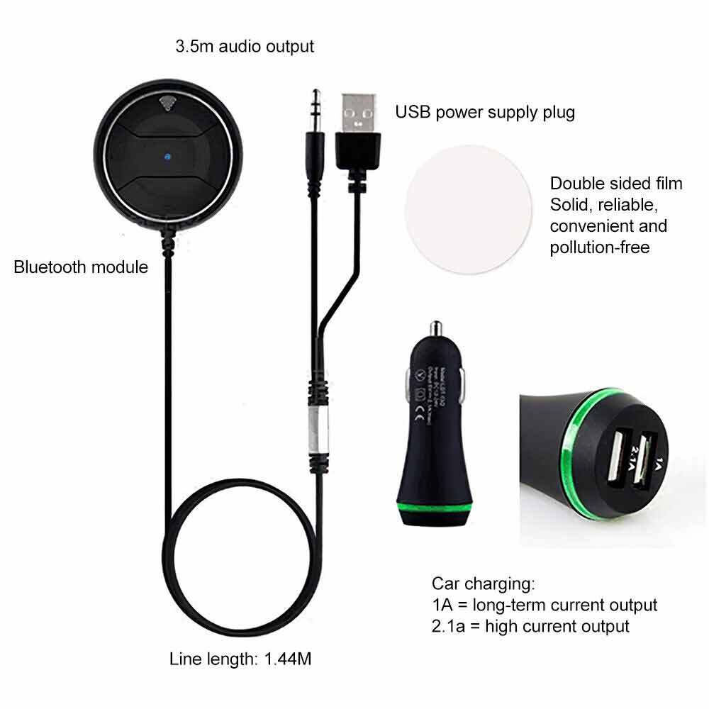 Wireless Bluetooth Car Kit Handsfree Music Receiver NFC AUX