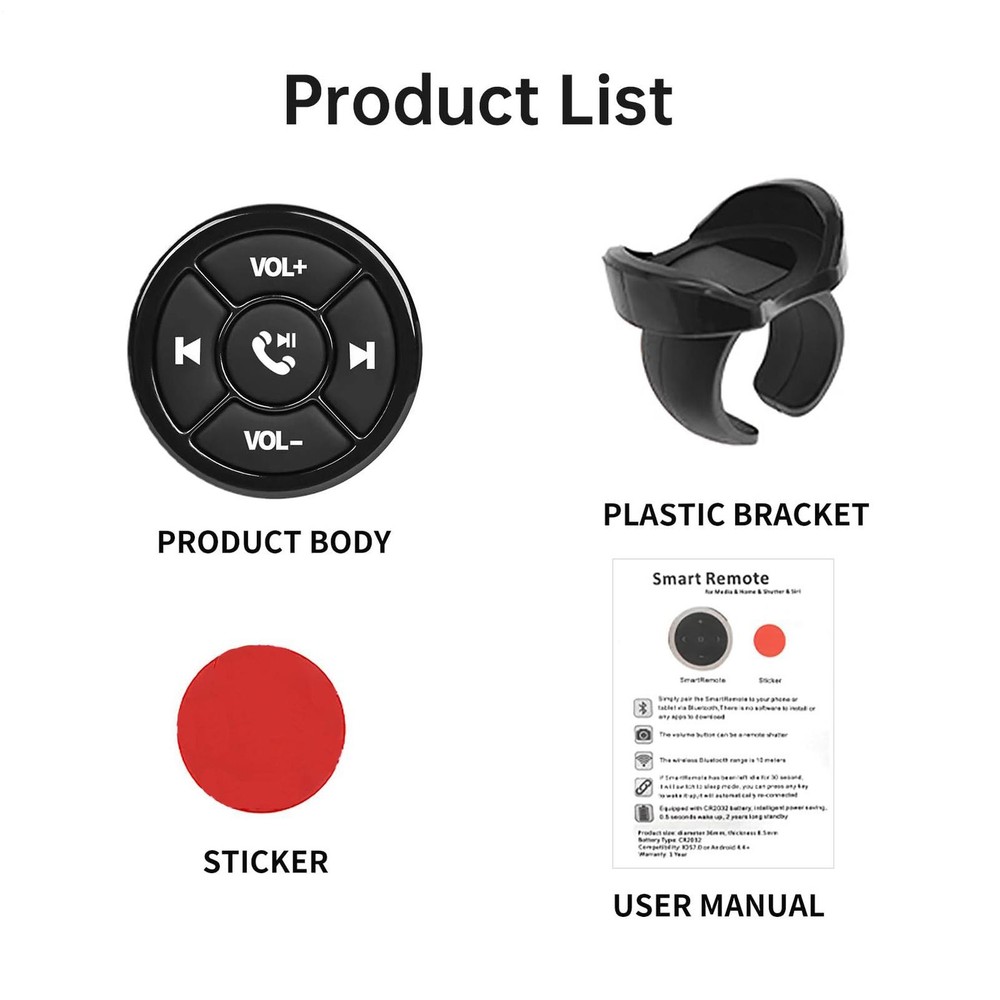 Bluetooth Wireless Media Button Car Steering Wheel Remote Control for Motorcycle