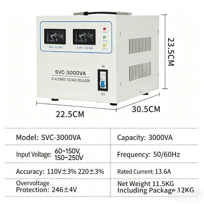 110V/220V Fully Automatic AC Voltage Stabilizer 3000VA Voltage Stabilizer Home