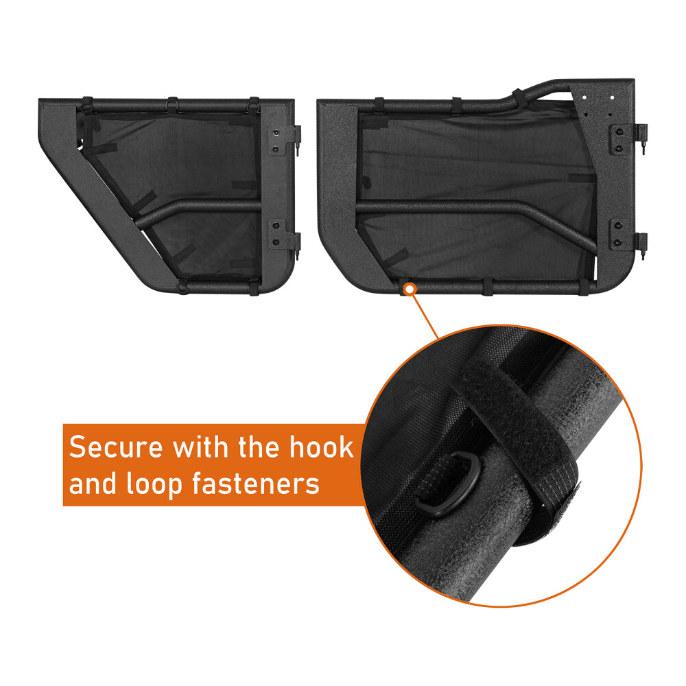 Hooke Road Tube Half Doors + Mirrors Fit 18-24 Jeep Wrangler JL Gladiator JT