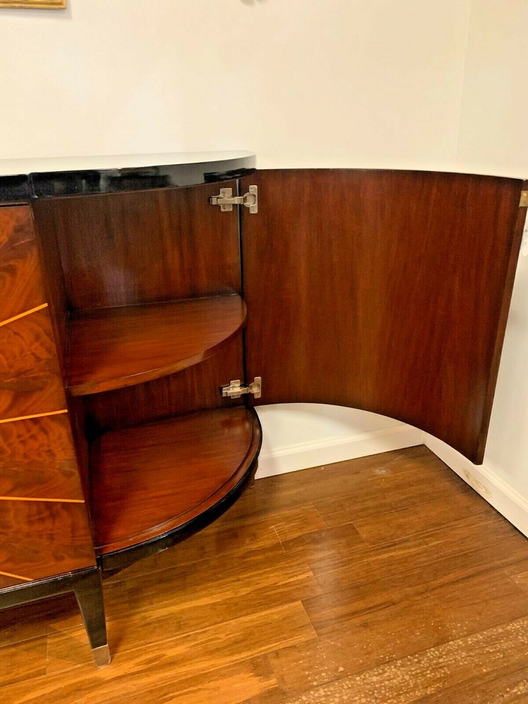 Mahogany Deco Style Buffet with Black Lacquer Top