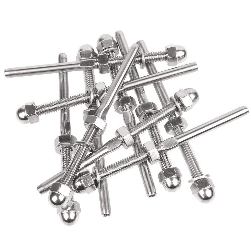 10 Pack Cable Railing Swage Threaded Stud Tension End Fitting Terminal For 1/8"