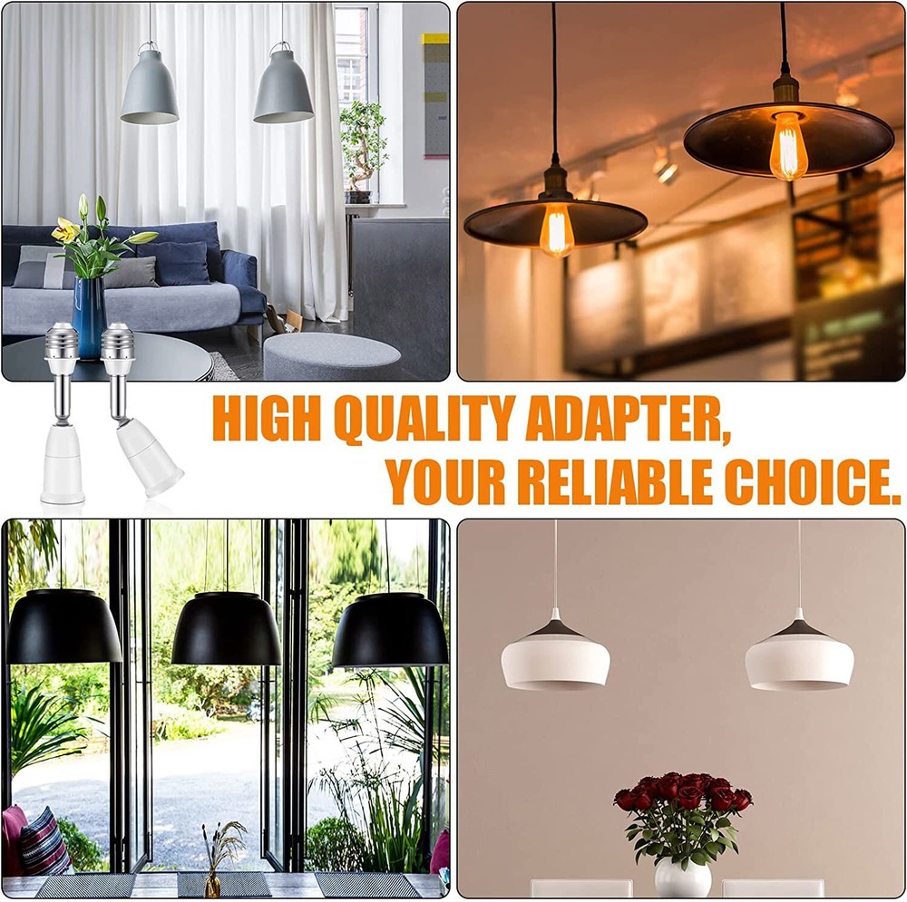 8 Pack E26/E27 Light Socket Extender 4.5 Inch Extension Adjustable Vertical 90°
