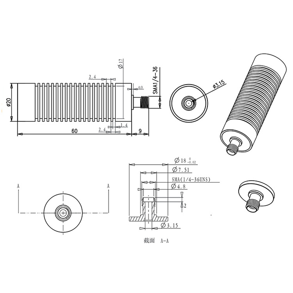 Fiber Laser Module Coupled Laser SMA Interface 5-30mW Experimental Accessories