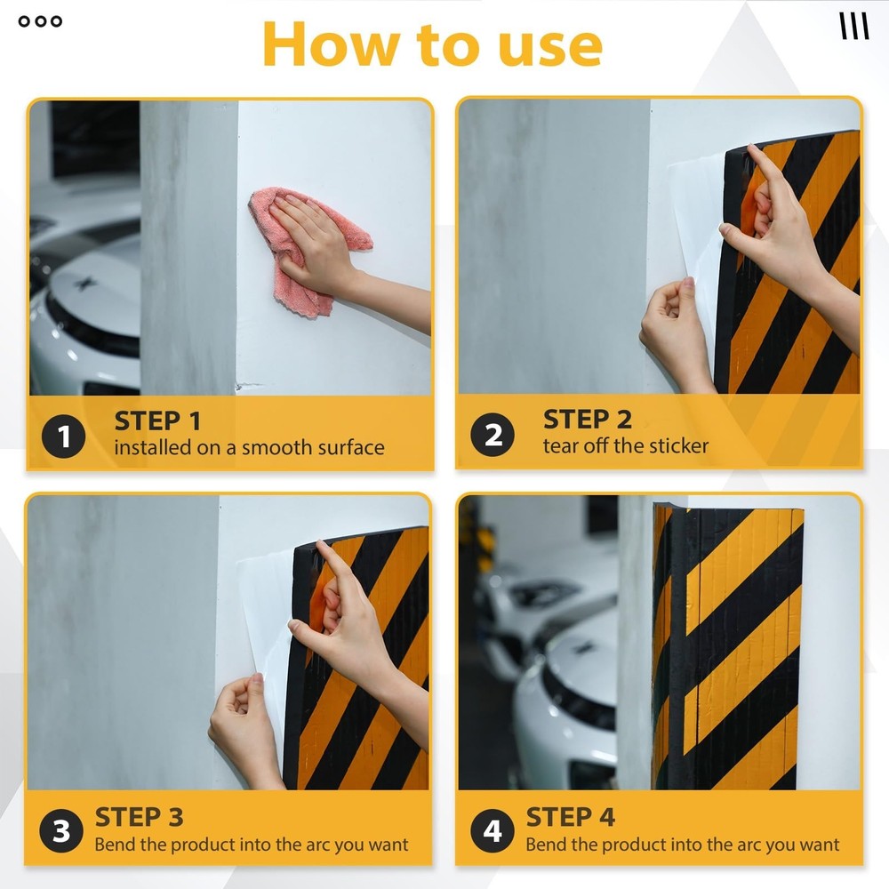 6 Pcs Garage Wall Protector Garage Pole Padding Wall Bumpers Guards Reflectiv...