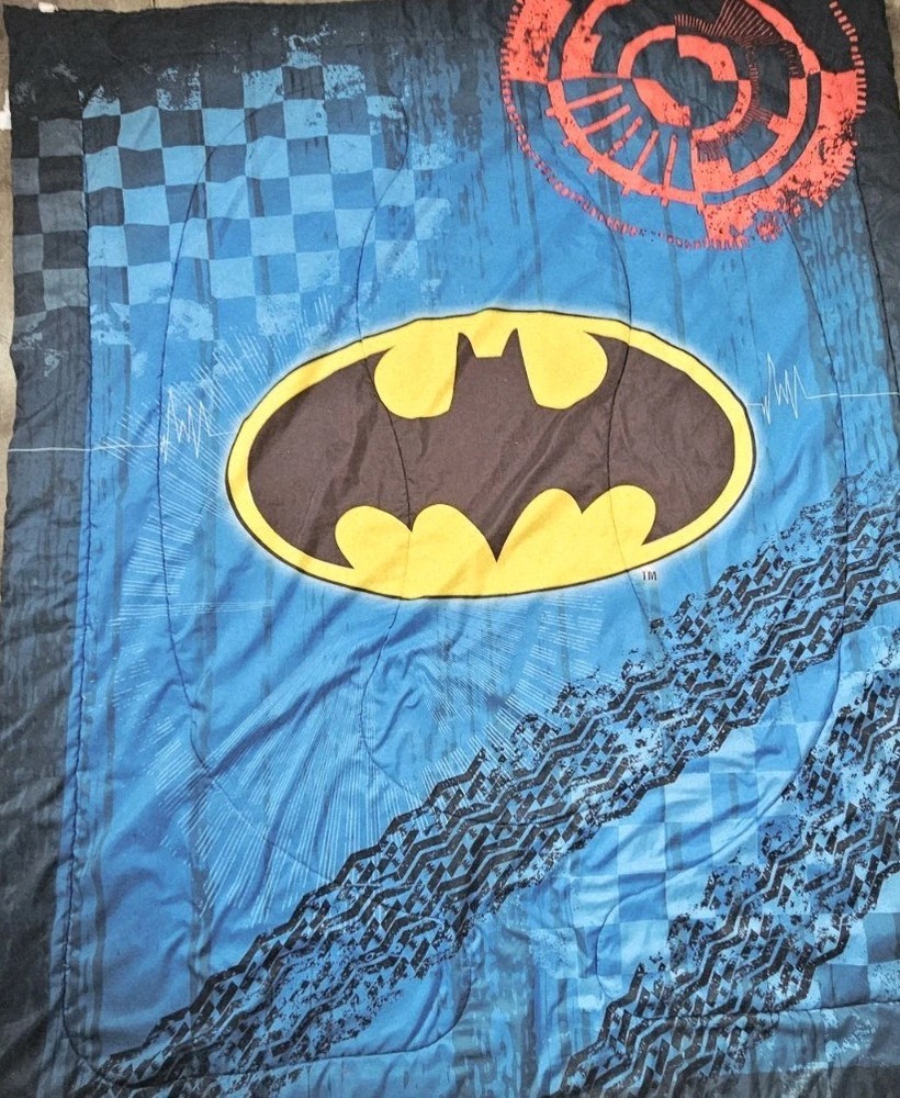 Batman Twin Reversible Comforter Dbl Sided Flying Gotham Batmobile