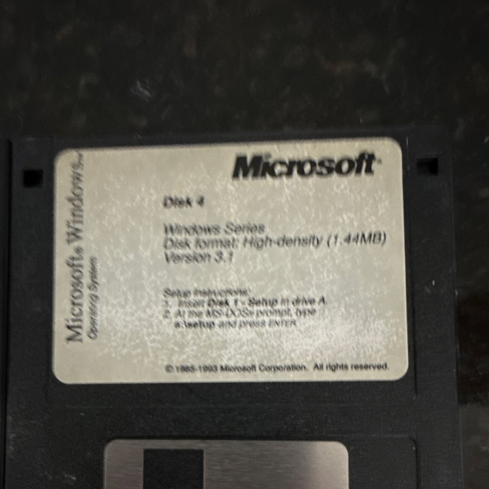 Microsoft Windows 3.1 Operating System 3.5" Floppy Disk Set English
