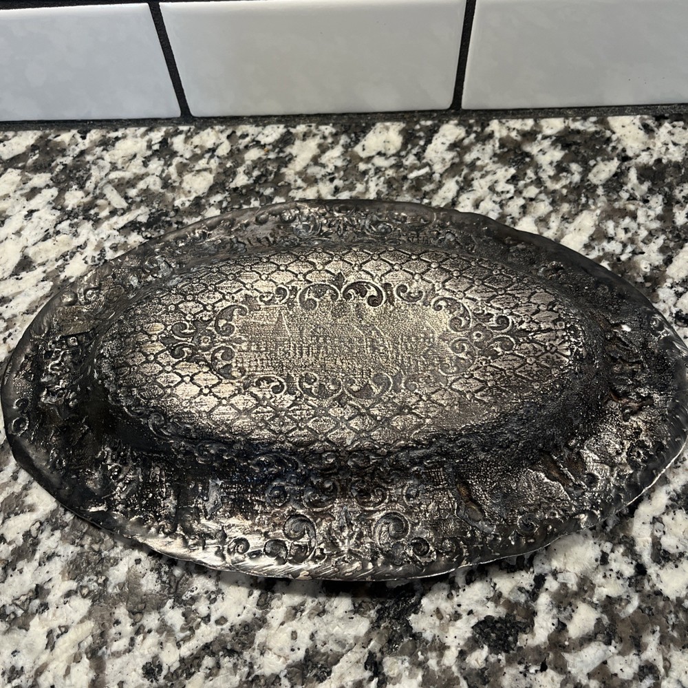 Sheffield Repousse Silver Oval Bread Dish
