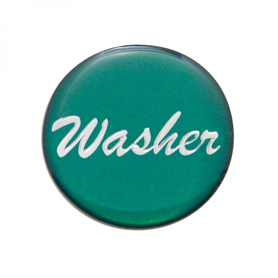 Small Chrome "Washer" Dash Knob - Green Glossy Sticker