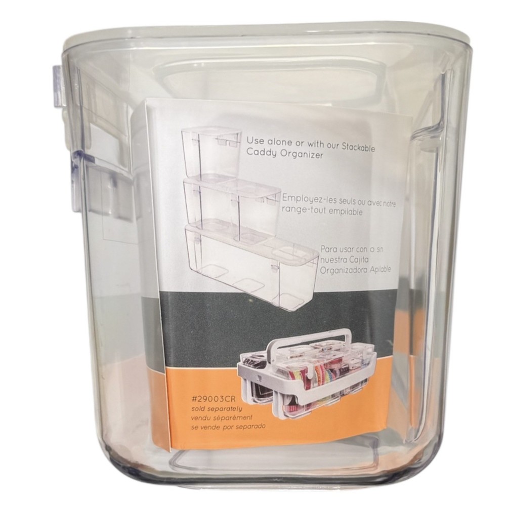 Deflecto Caddy Stackable Organizer Compartment, Medium, Clear (29201CR) NWT!!