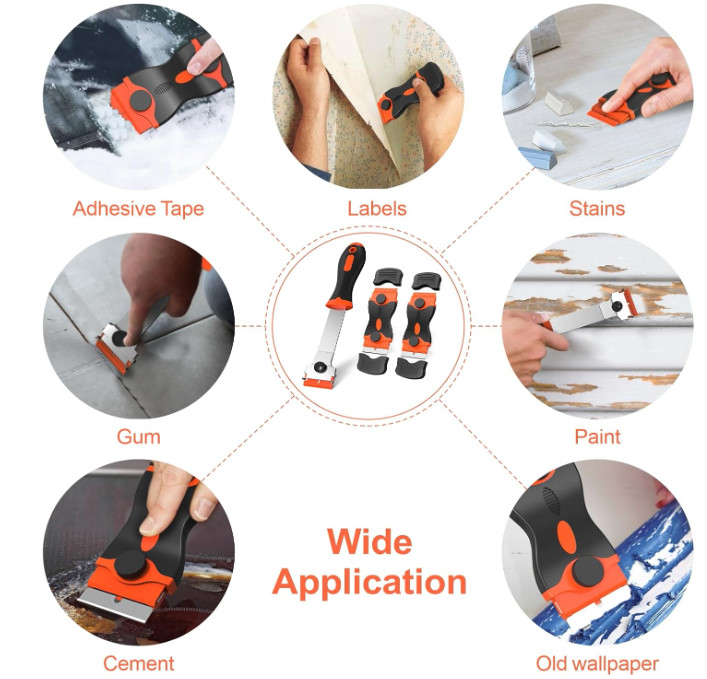 3 Pack Razor Blade Scraper, Plastic Razor Blade Scraper, Scraper Tool with Extra