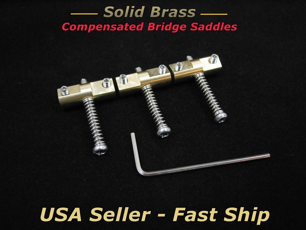 Bridge Saddles Compensated for Fender & Squier Telecaster Premium Solid Brass