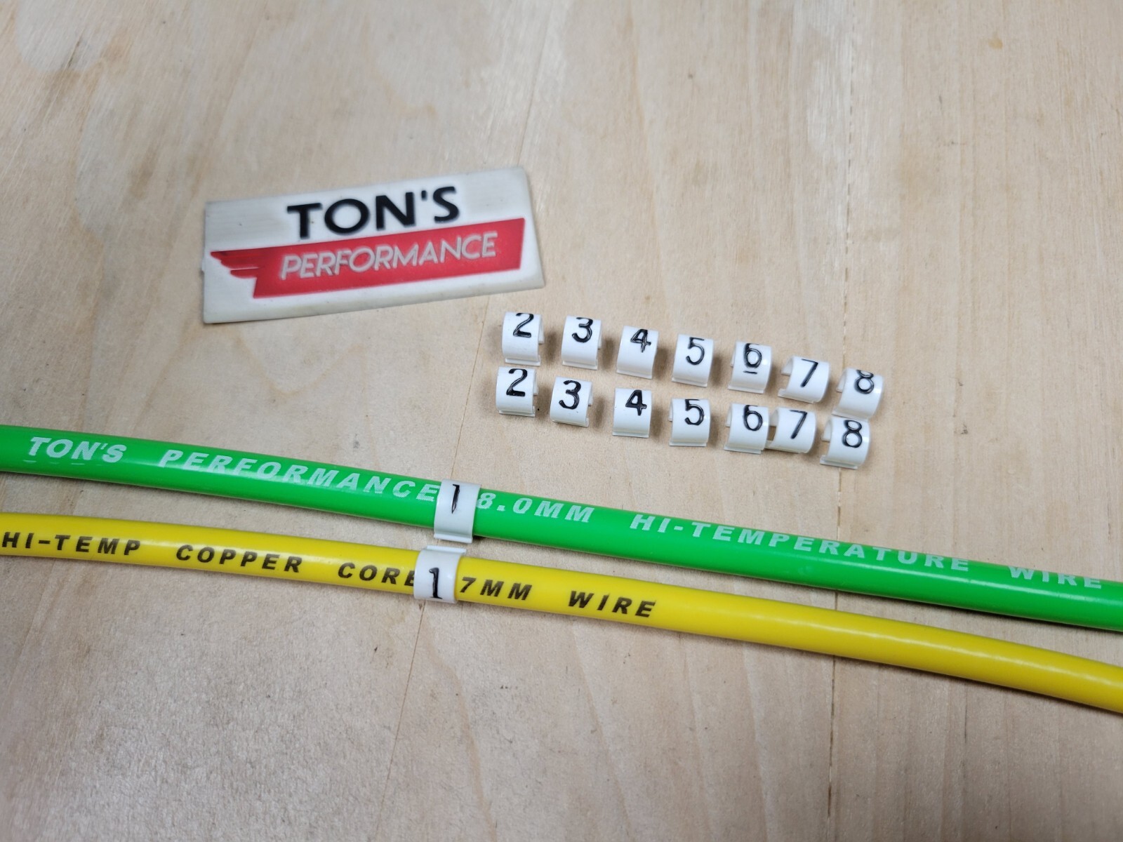 7-8mm Spark Plug Wire Marker Clip-On White Nylon Clips Black Number 2 set