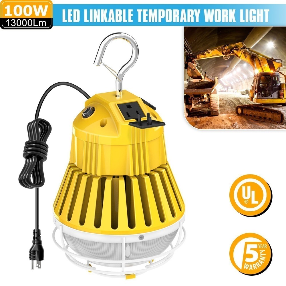 100W LED Temporary Work Light 13000LM Linkable Construction Project Hanging Lamp