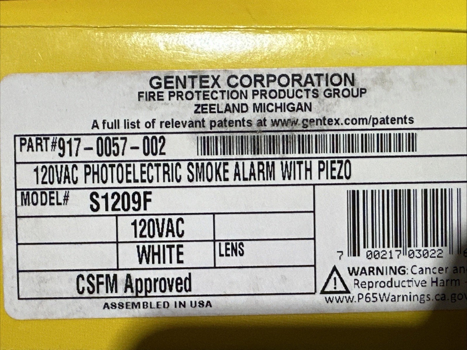 🔴NEW🔴Gentex S1209F Photoelectric Smoke Alarm w/ Battery Backup‼️