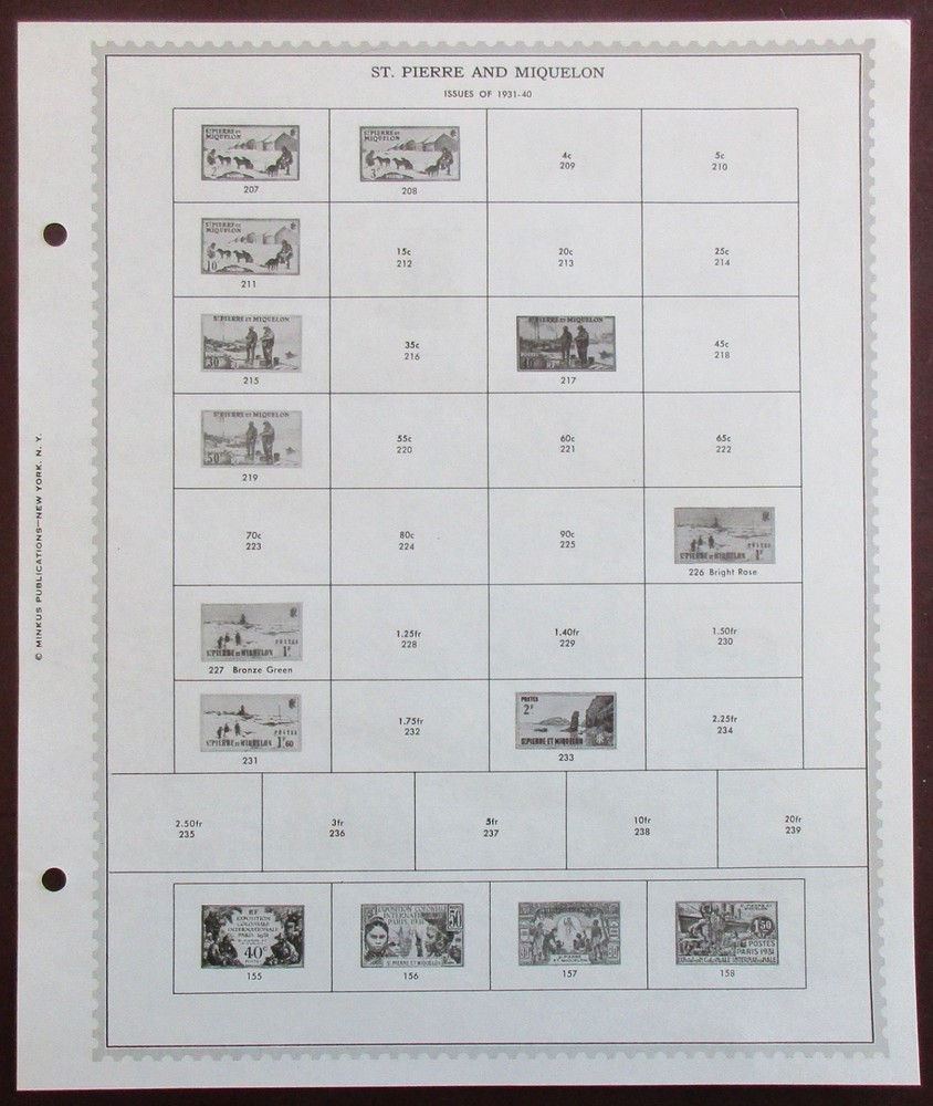 St. Pierre: Clean Set of Unused Minkus Supreme Global Pages to 1969