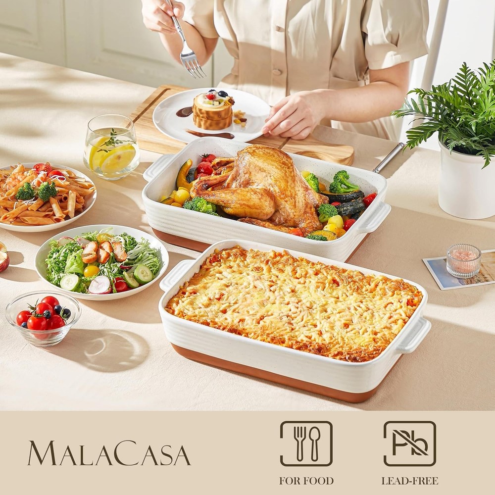 Rustic Charm 4.8 Qt Baking & Roasting Dish - 9x13 Ceramic with Elegant Finish