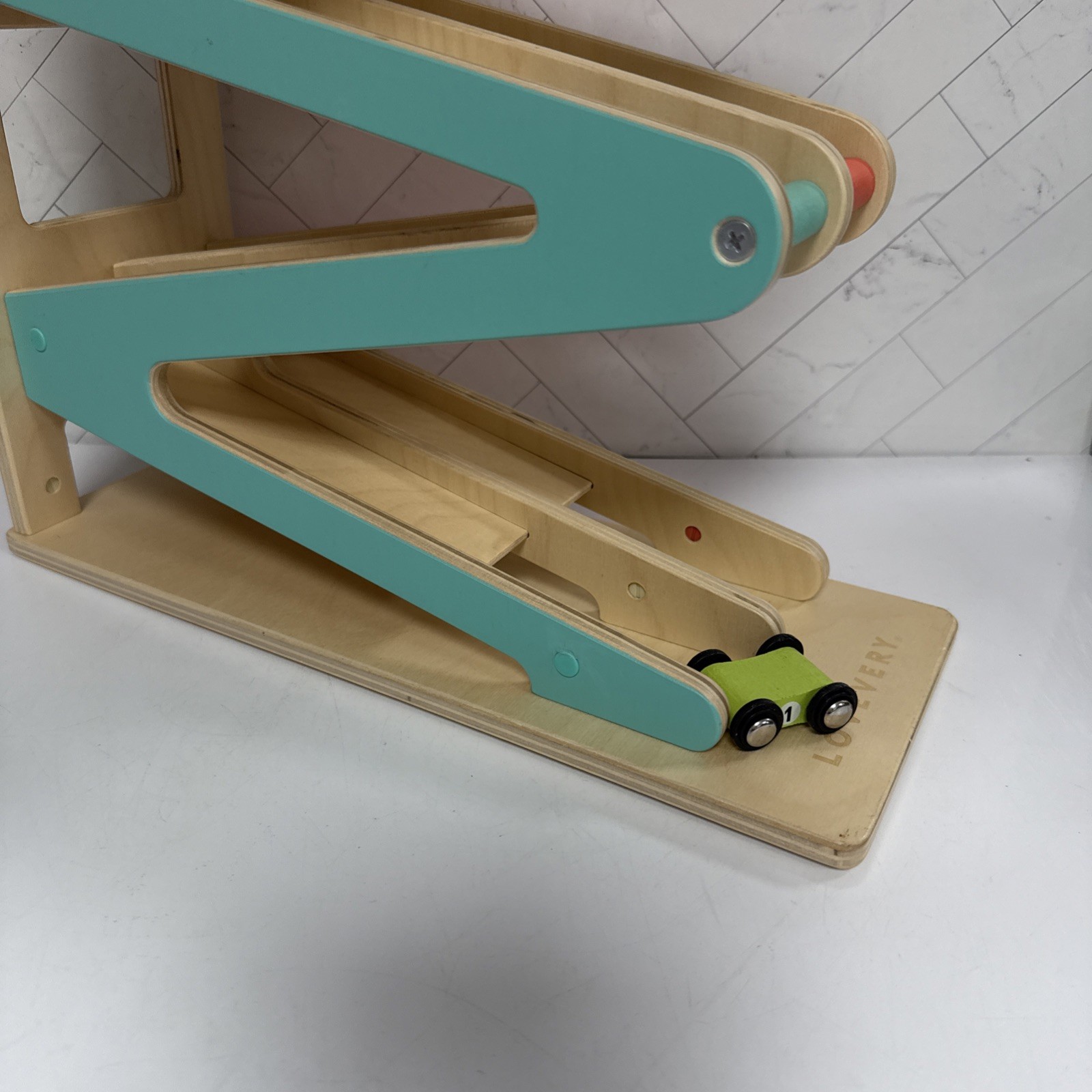 Lovevery Wooden Race and Chase Toy Ramp (Ramp Only, no cars)