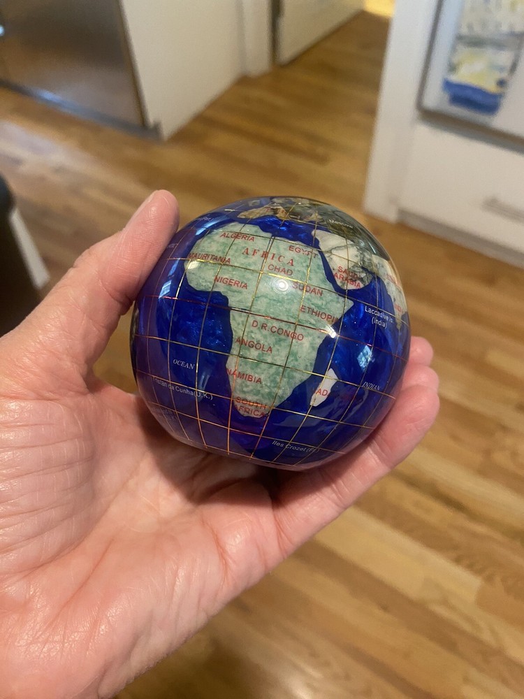 Alexander Kalifano Gemstone Globe Paper Weight Blue