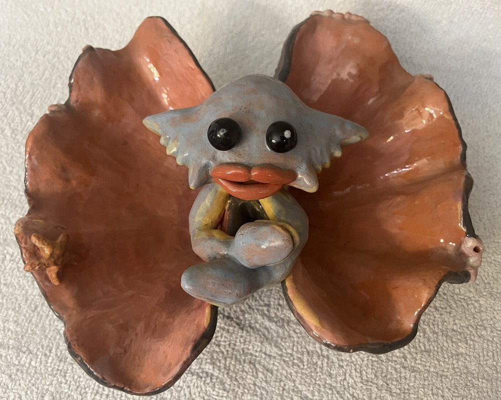 Handmade 2 Section Beach Theme Crab Display Serving Dish 10” wide